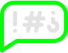 Icono verde de mensaje con malas palabras