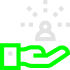 icono verde de mano con persona gris