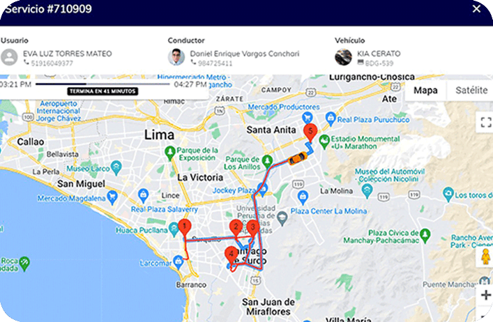 Rutas de taxi vistas desde app Moobiz
