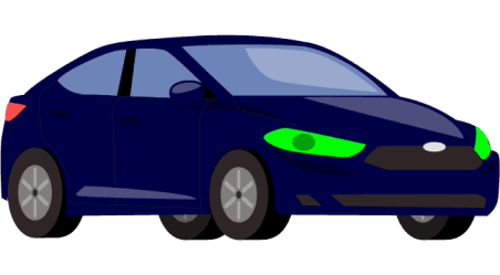 diseño de auto azul con luces verde