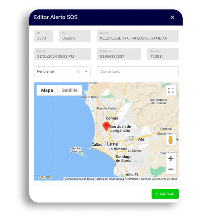 alerta SOS de taxi por aplicativo Moobiz