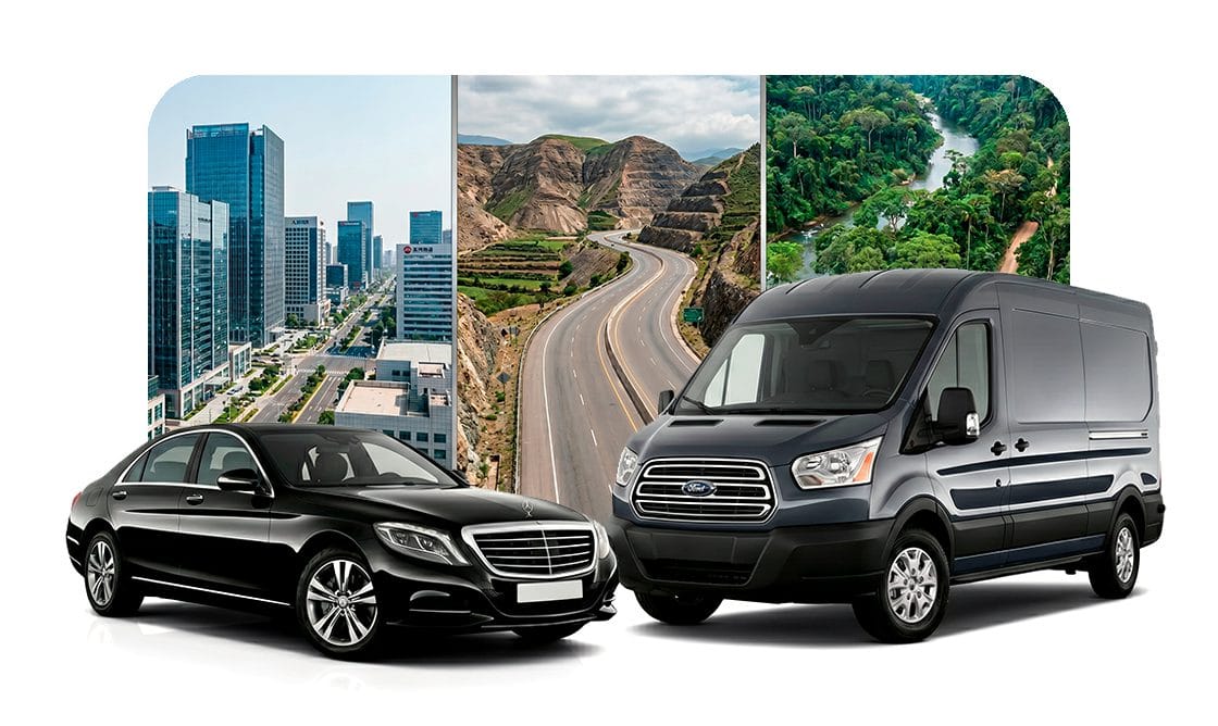 Ejecutivos de empresa revisando estadísticas en la app de taxis corporativos Moobiz